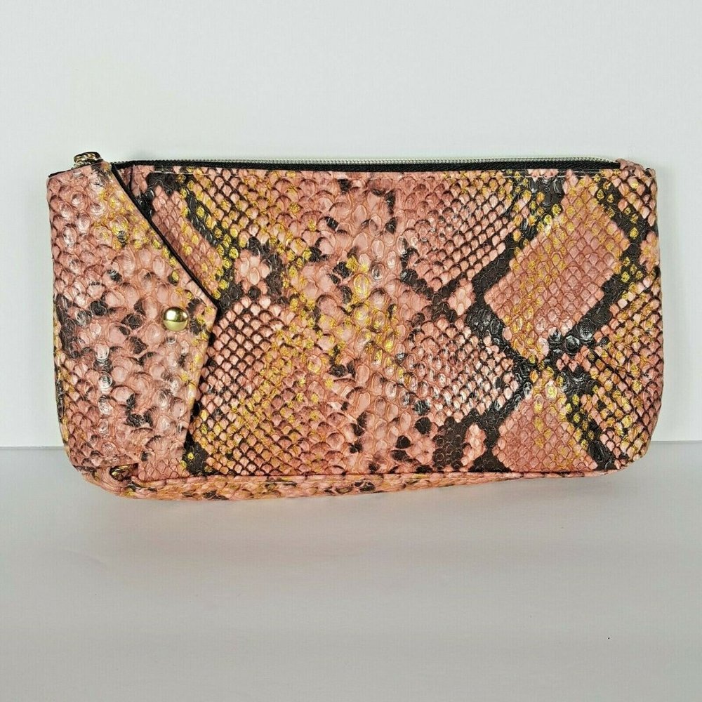 Vtg 90s Estee Lauder Bag Pink Snakeskin Cosmetic